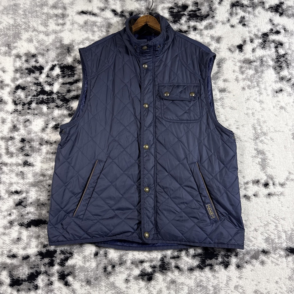 Polo By Ralph Lauren Quilted Vest Mens Size Large Corduroy Collar Pocket Snap